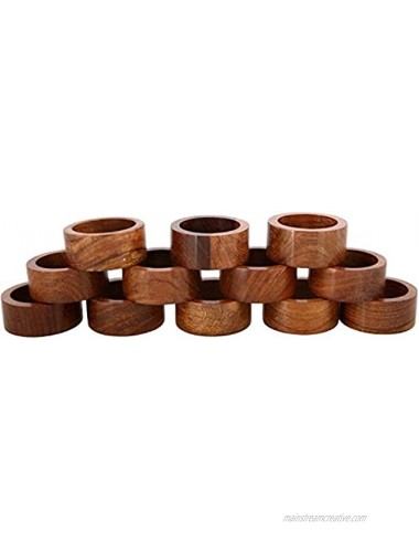 Ajuny Set of 12 Wooden Sleek Plain Handmade Decorative Napkin Rings for Dinner Party Table Decor 1.5 inch