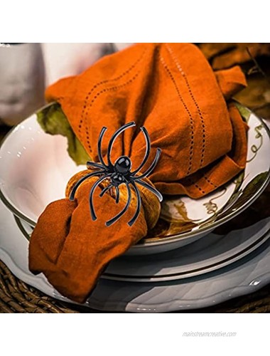 Aliyaduo 12 Pcs Spider Napkin Rings Halloween Napkin Rings Black Spider Web Napkin Rings Set Metal Spooky Napkin Holder Serviette Buckle Party Supplies for Halloween Dining Costume
