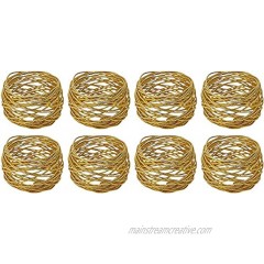 ARN Craft Golden Round Mesh Napkin Rings- Set of 8 for Weddings Dinner Parties or Every Day Use CW- 06-8