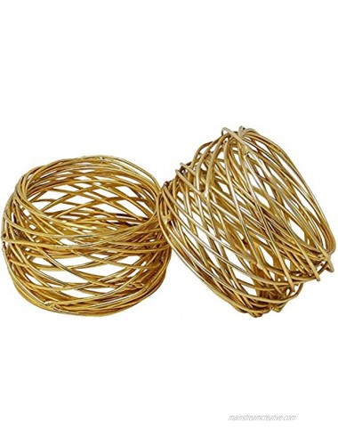 ARN CRAFTS Golden Round Mesh Napkin Rings- Set of 12 for Weddings Dinner Parties or Every Day Use …CW-6-12