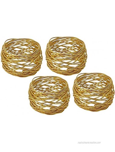ARN CRAFTS Golden Round Mesh Napkin Rings- Set of 12 for Weddings Dinner Parties or Every Day Use …CW-6-12