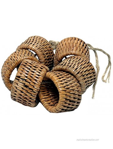 Artifacts Trading Company Rattan 6-Piece Oval Napkin Ring Set