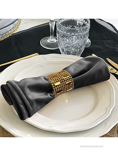 AURA Concepts Gold Napkin Rings Rhinestone Napkin Rings Set of 12 Bonus Organza Bag to Keep Napkin Bands for Weddings Birthdays Thanksgiving and Special Occasions