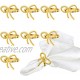 BEAVOING Pack of 18 Napkin Rings Alloy Hollow Out Flower Napkin Holder Dinning Table Napkin Ring for Dinner Parties Wedding Banquet Table Setting Family Gatherings Table Decor Gold Bowknot 18