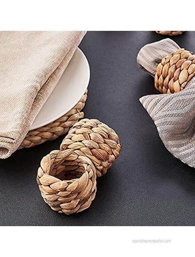 BeiBang Rustic Napkin Rings Set of 6 Woven Napkin Rings Holder by Handmade Farmhouse Napkins Rings for Holiday Wedding Dining Room Party and Table Decoration