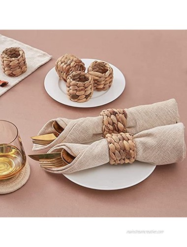 BeiBang Rustic Napkin Rings Set of 6 Woven Napkin Rings Holder by Handmade Farmhouse Napkins Rings for Holiday Wedding Dining Room Party and Table Decoration