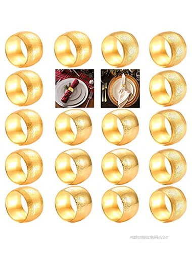 CEALXHENY Napkin Rings Set of 18 Gold Decorative Metal Napkin Holder for Wedding Party Holiday Banquet Christmas Circle Serviette Buckle Household Decor Color 1