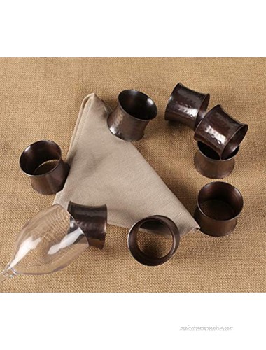 Classic Everyday Metal Napkin Rings with Elegant Beaded Rim Hand Made by Skilled artisans for Wedding Receptions Dinners Parties Family Gatherings or Everyday Use Set of 6 Copper Antique