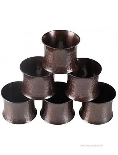 Classic Everyday Metal Napkin Rings with Elegant Beaded Rim Hand Made by Skilled artisans for Wedding Receptions Dinners Parties Family Gatherings or Everyday Use Set of 6 Copper Antique