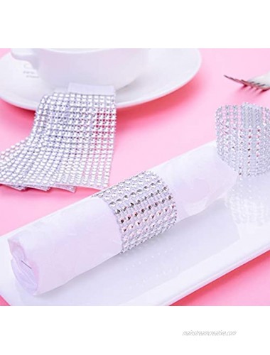 Cozynest Napkin Rings Rhinestone Napkin Rings Holder Adornment for Wedding Party 100 PCS Gold，Silver Silver