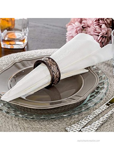 Creative Scents Dublin Napkin Rings Set of 6 Elegant Dining Table Decor Napkin Holder Rings Rustic Table Setting Decorations for Thanksgiving Fall Holiday Dinner Coffee Brown