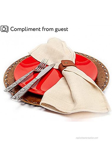 DiFound 12 Pieces Pack Plate Chargers with Cloth Napkins and Leather Napkin Rings Included Use as Chargers for Dinner Plates Round Table Chargers 13 inches…