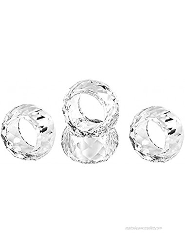DONOUCLS Crystal Napkin Rings Holders 2 Inch Set of 4 Party Wedding Set Christmas Decorations for Table Dinner