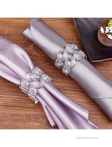 Feyarl Set of 6 pcs Handmade Napkin Rings Sparkly Crystal Beads Table Dinner Napkin Holders for Wedding Centerpieces Special Occasions Festival Celebration