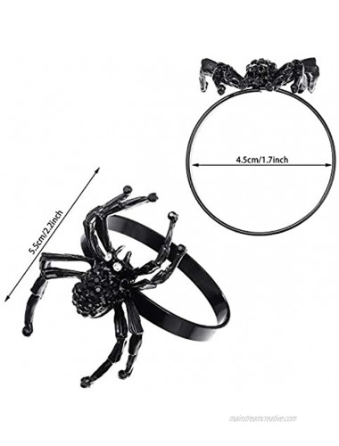 Halloween Napkin Spide Ring Alloy Napkin Holder Spider Design for Thanksgiving Party Home Kitchen Dining Room Table Accessories Black 12 Pieces