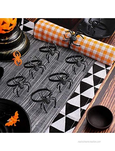 Halloween Napkin Spide Ring Alloy Napkin Holder Spider Design for Thanksgiving Party Home Kitchen Dining Room Table Accessories Black 12 Pieces