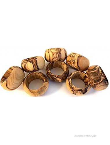 Holy Land Market Bethlehem Olive Wood Napkin Rings Set of 8 Ring is 1.8 Inches in Diameter and 0.9 Inches high