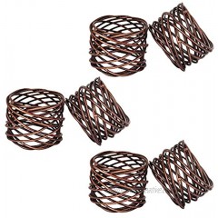 ITOS365 Handmade Copper Antique Round Mesh Napkin Rings Holder for Dinning Table Parties Everyday Set of 6