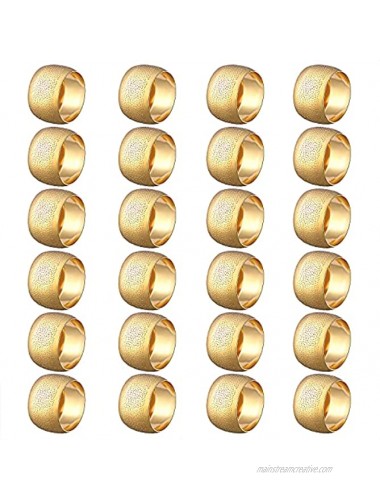 JERTOCLE Napkin Rings Round Napkin Holder Rings for Dinning Table Parties Weddings Family Gather- Holiday Banquet Christmas Dinner Serviette Buckles Decor 24 Set Gold