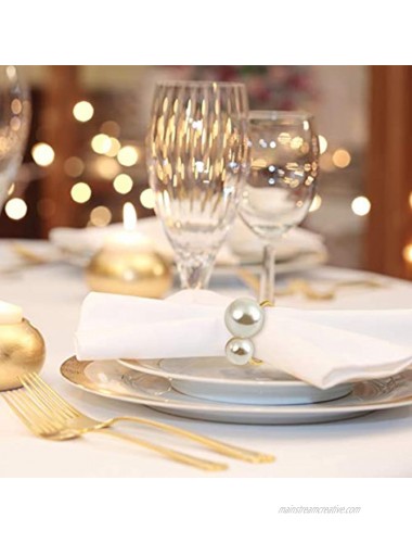 Kesote Set of 12 Pearl Napkin Rings Gold Napkin Ring Holders for Formal or Casual Dinning Table Decor