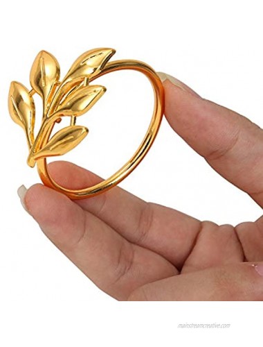 KPOSIYA Set of 20 Leaf Napkin Rings Metal Gold Napkin Holder Table Napkin Rings for Dinning Table Parties Everyday Ye Zi-Gold 20