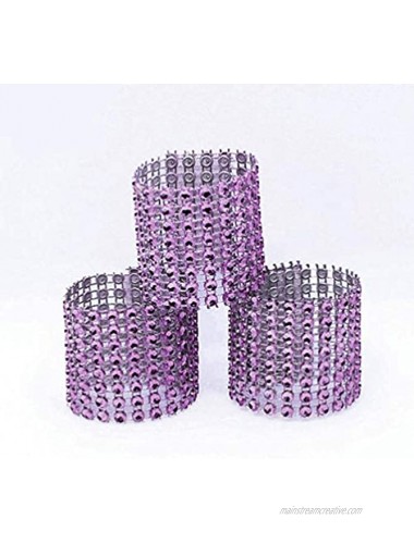 LIOOBO Pack of 60 Napkin Rings Rhinestone Napkin Rings Diamond Adornment for Place Settings Wedding Receptions Purple