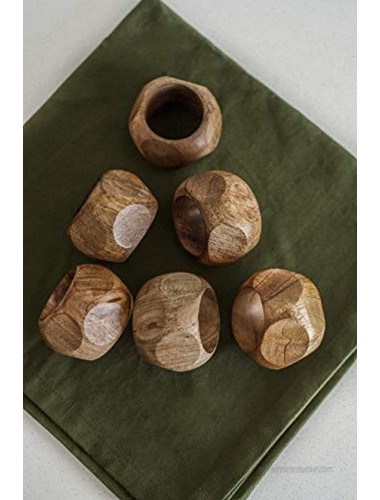 Little Panda Co. Wooden Napkin Rings Set of 6 for Your Table Napkins Beautiful Napkin Holders for Your Kitchen Table Decor Handcrafted and Imported from India Mango Brown