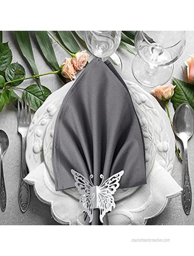 MORGIANA Disposable Decorative 3Dbutterfly Napkin Ring 50 pcs Christmas Mother's Day Wedding Banquet Dinner Decoration Silver-Butterfly