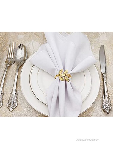 Napkin Rings Set of 6 Gold Leaves Napkin Holder for Dinner Birthday Thanksgiving Christmas Weeding Dinning Table Decoration