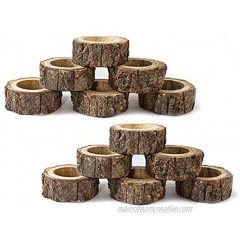 Nirvana Class Handcrafted Rustic Wooden Napkin Rings Set of 12 for Table Dinner Decoration