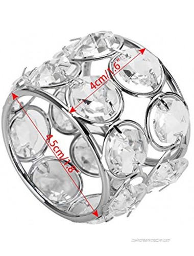 OwnMy Set of 6 Crystal Beads Napkin Rings Handcraft Sparkly Decorative Napkin Rings for Cloth Napkins Napkin Ring Holders for Wedding Party Dining Table Centerpieces Romantic Decor Silver Tone