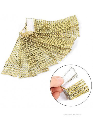 Rhinestone Napkin Rings BetterJonny 100 Pieces Gold Napkin Holder Plastic Chair Sash Bows Mesh Bling Diamond Adornment for Place Settings Wedding Receptions Dinner or Holiday Parties Family Gathe
