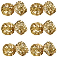 Set of 12 Gold Round Mesh Napkin Rings