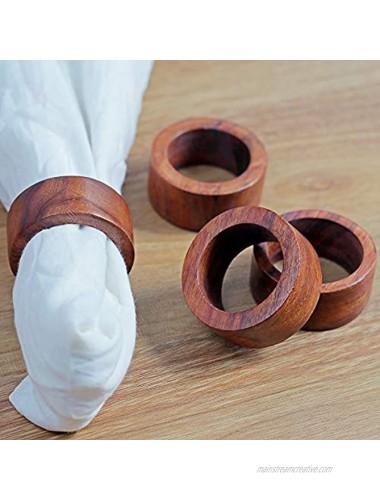 Shalinindia Artisan Crafted Dinner Table Decorations Wood Napkin Rings Set of 8 for Wedding Party
