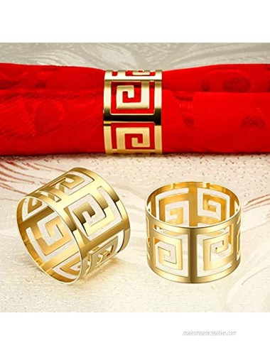 SHIONSON Set of 6 Napkin Rings for Dinning Table Setting- Napkin Holder Rings for Holiday Party Home Kitchen for Casual or Formal Occasion,Wedding Party Dinner Table Decoration Gold…