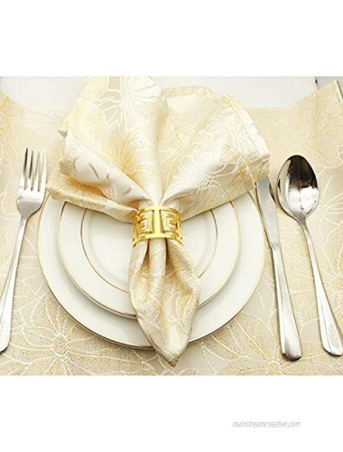 SHIONSON Set of 6 Napkin Rings for Dinning Table Setting- Napkin Holder Rings for Holiday Party Home Kitchen for Casual or Formal Occasion,Wedding Party Dinner Table Decoration Gold…