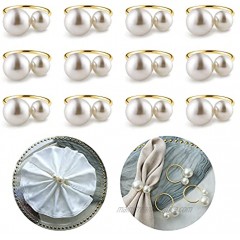 Tkvega·Home Gold Napkins Rings Set of 12 Pearl Napkin Ring Holder for Wedding Dining Table Party Everyday Use Christmas and Thanksgiving Day Elegant Table Decor Napkins Rings 1.5inch Gold