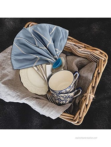 WarmHut Set of 6 Natural Agate Napkin Rings for Thanksgiving Christmas Dinner Party Table Decor Daily Use Napkin Ring Holder Blue