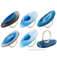 WarmHut Set of 6 Natural Agate Napkin Rings for Thanksgiving Christmas Dinner Party Table Decor Daily Use Napkin Ring Holder Blue