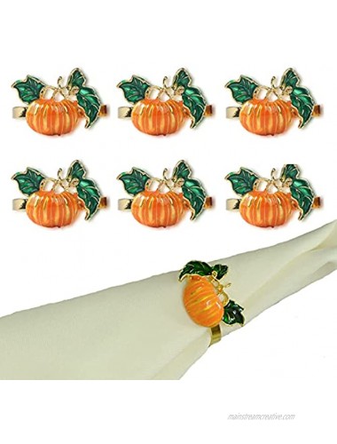 White Berry Halloween Pumpkin Napkin Rings Napking Rings Holder Set of 6 Perfect for Halloween Thanksgiving Christmas Wedding Birthday Holiday Dinner Party Family Gathering Banquet