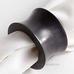 Worldexplorer Handmade Wood Napkin Ring Set with Napkin Rings Artisan Crafted in India Black Concave Pack of 12