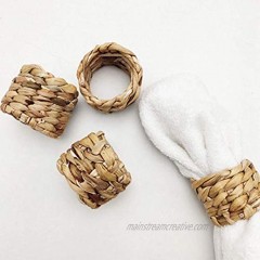 Woven Napkin Rings Set of 6 Rustic Napkin Ring Holders Handmade by Natural Water Hyacinth Fall Napkin Holders Braided Serviette Buckle Holder for Farmhouse Thanksgiving Christmas Dinner Party
