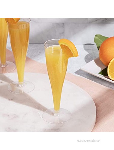 24 Plastic Champagne Flutes Disposable | Clear Plastic Champagne Glasses for Parties | Clear Plastic Cups | Plastic Toasting Glasses | Mimosa Glasses | Wedding Party Bulk Pack