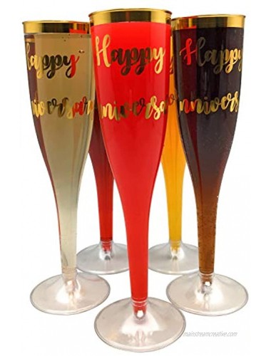 30 pc anniversary Gold Rimmed Champagne Toasting Flutes Happy Anniversary Champagne Glasses for Anniversary Parties Anniversary Bulk Party Pack Anniversary Toasting Flutes Anniversary Champagne Cups