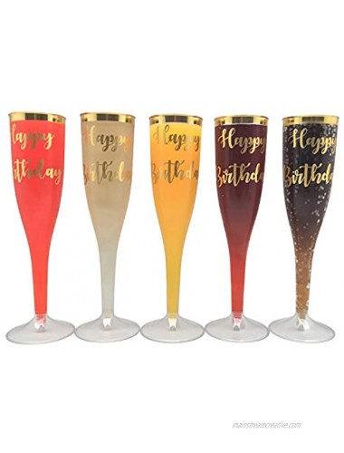 30 pc Gold Rimmed Champagne Toasting Flutes | Happy Birthday | Champagne Glasses for Birthday Parties | Happy Birthday Bulk Party Pack | Birthday Toasting Flutes | Birthday Champagne Cups