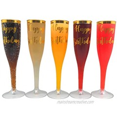 30 pc Gold Rimmed Champagne Toasting Flutes | Happy Birthday | Champagne Glasses for Birthday Parties | Happy Birthday Bulk Party Pack | Birthday Toasting Flutes | Birthday Champagne Cups