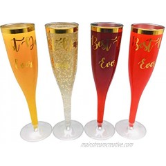 30 pc Gold Rimmed Clear Classicware Glass Like Champagne Toasting Flutes Best Day Ever