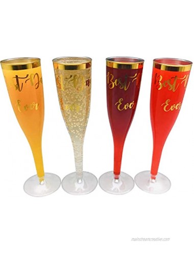 30 pc Gold Rimmed Clear Classicware Glass Like Champagne Toasting Flutes Best Day Ever
