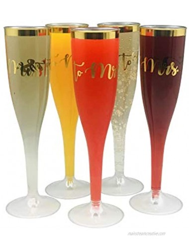 30 pc Gold Rimmed Clear Classicware Glass Like Champagne Toasting Flutes Miss to Mrs.