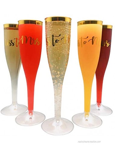 30 pc Gold Rimmed Clear Classicware Glass Like Champagne Toasting Flutes Miss to Mrs.
